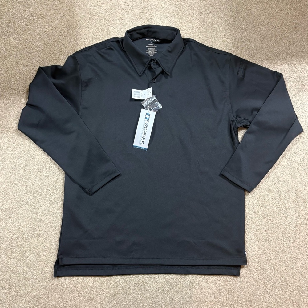 Propper Black Long-Sleeve Polo with Collar